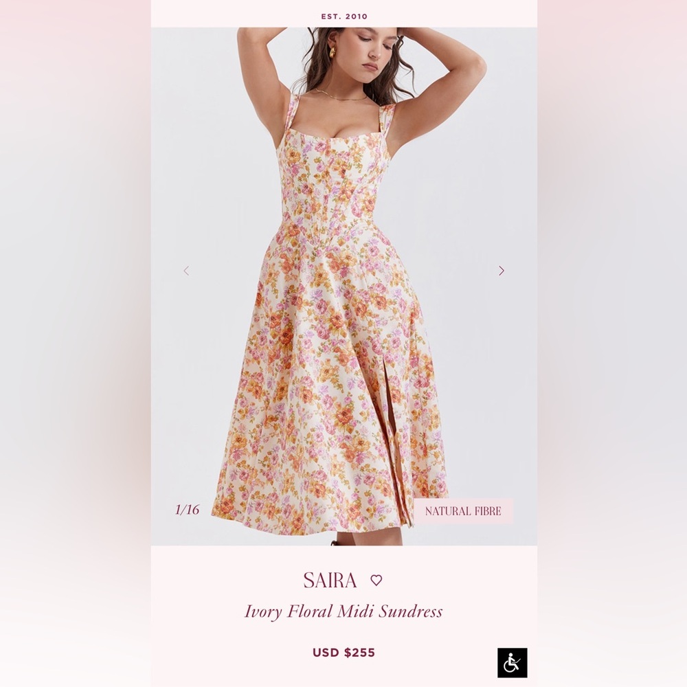 House of CB SAIRA Ivory Floral Midi Sundress